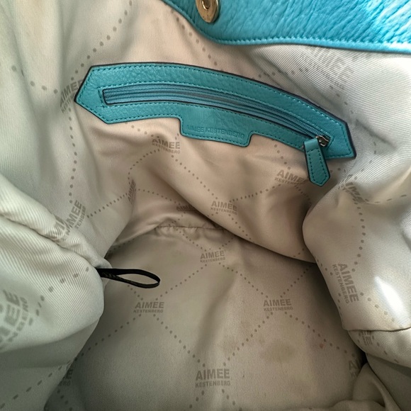 Large Aimee Kestenberg Turquoise Convertible Purse Tote Bag with Gold